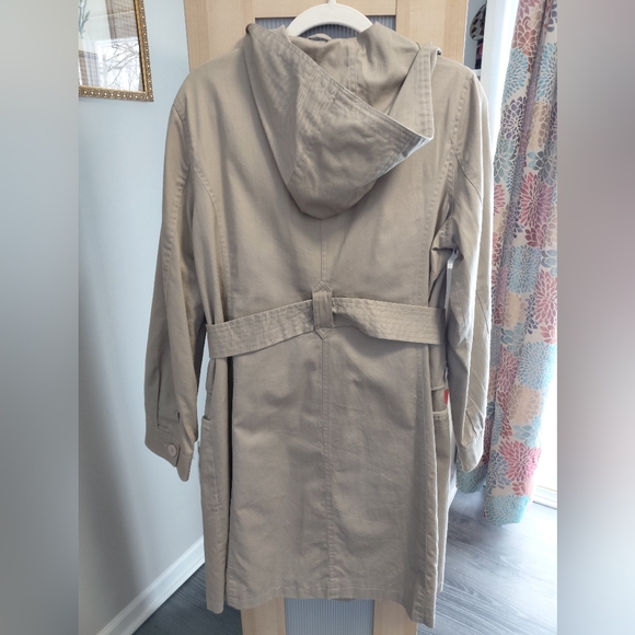 NWT Mossimo Khaki Tan Belted Lined Trench Coat W/Hood Size 2XL Spring Jacket - Picture 2 of 9